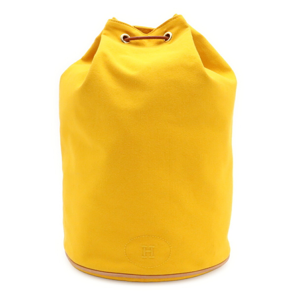 HERMES Polochon Mimil GM Shoulder Bag, Canvas and Leather, Yellow